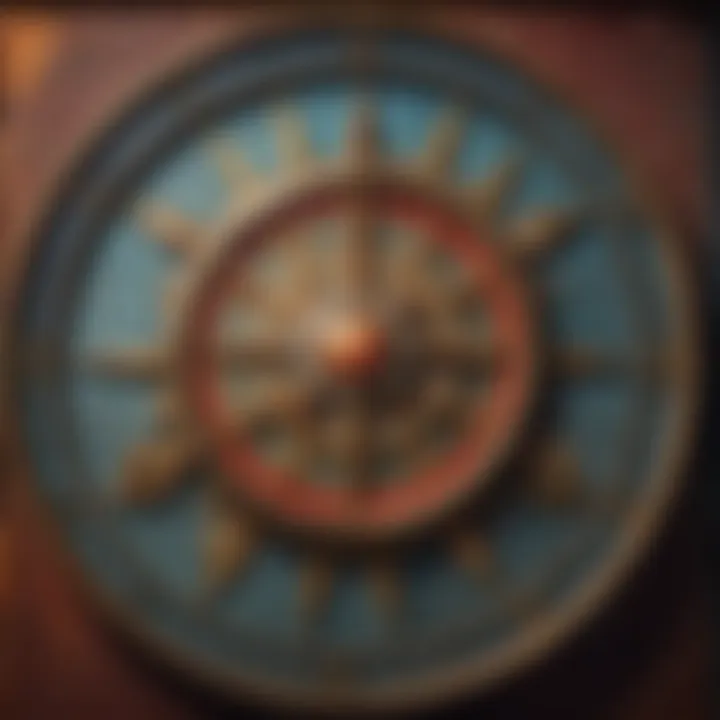 A close-up of the Wheel of Fortune tarot card, illustrating the themes of fate and cycles.