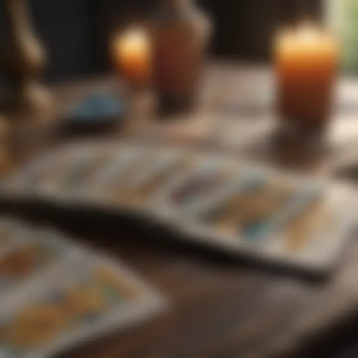 Tarot cards spread on a table