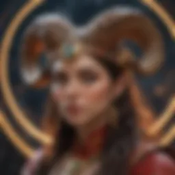 Artistic representation of the Aries constellation with fiery elements