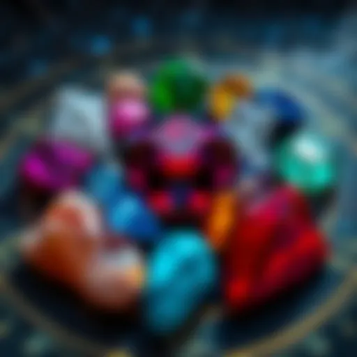 Cosmic Gems of the Zodiac A vibrant collection of zodiac stones arranged in a cosmic pattern