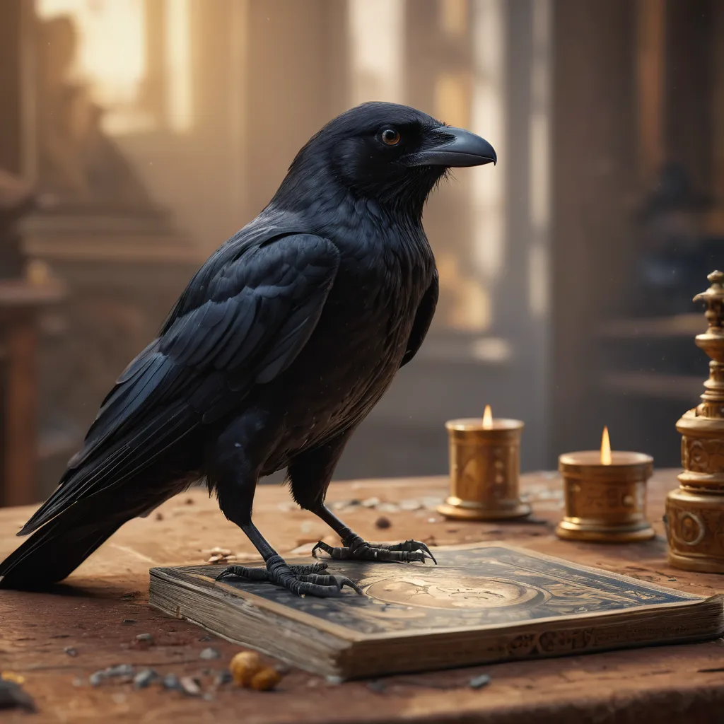 Crow Tarot Card with mystical symbols and dark feathers